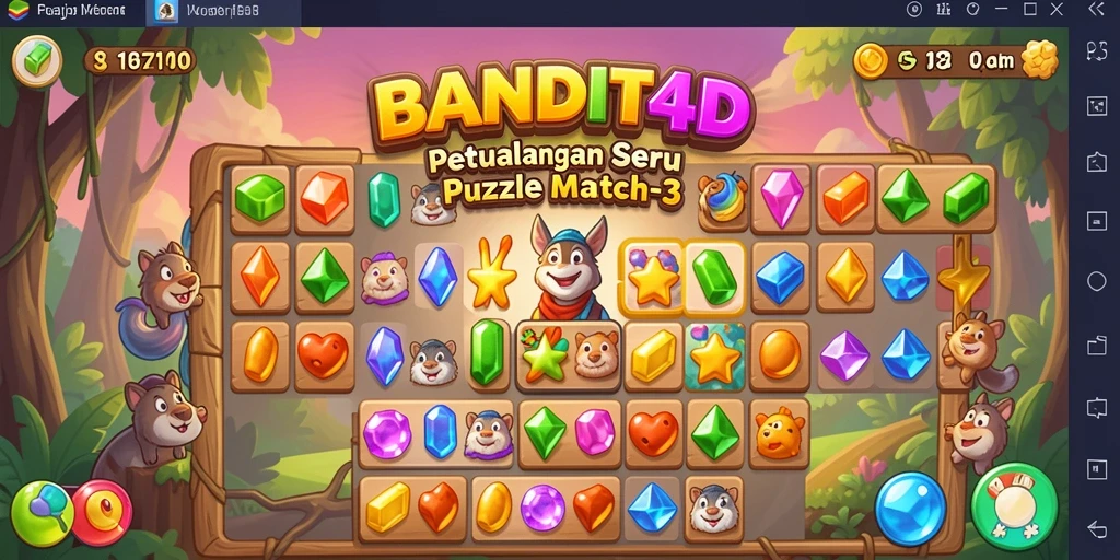 Screenshot BANDIT4D yang menunjukkan momen gameplay seru dalam Match-3.