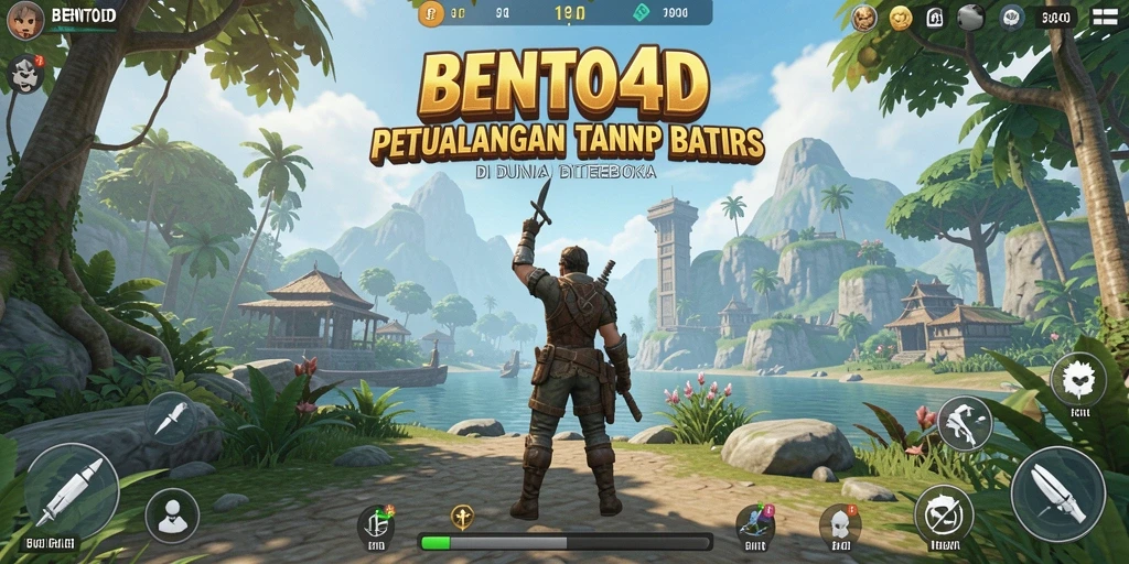 Tangkapan layar gameplay BENTO4D yang menunjukkan eksplorasi dunia terbuka.
