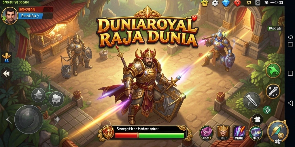 Tampilan aksi strategi menegangkan dalam DUNIAROYAL.