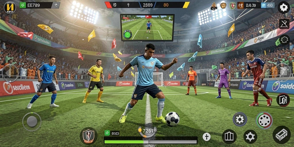 Tampilan gameplay EE789 menampilkan aksi olahraga yang dinamis dan mendebarkan.