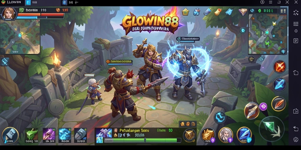 Screenshot GLOWIN88 menampilkan aksi tempur yang menegangkan dalam RPG.