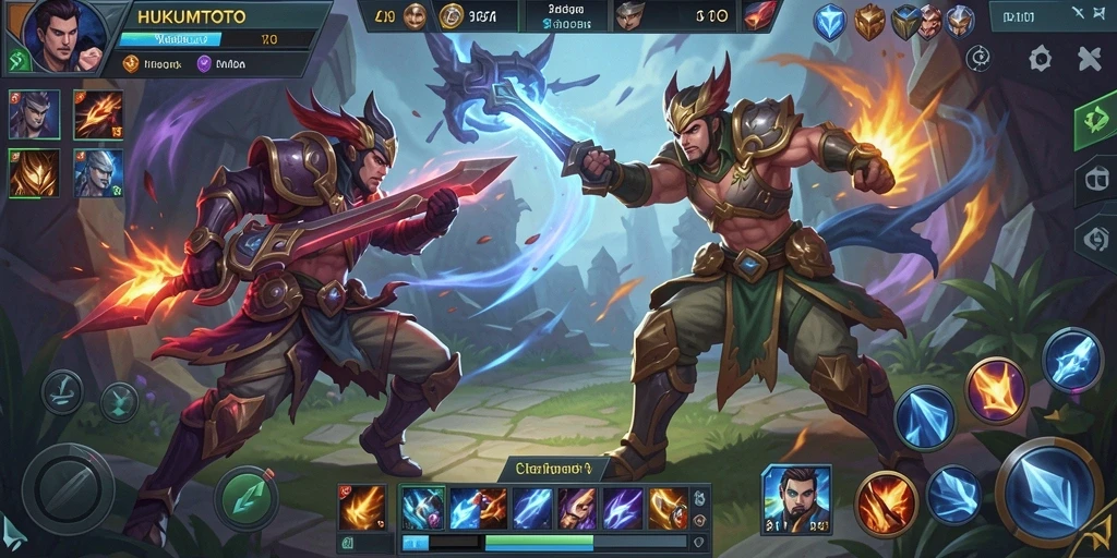Tampilan seru dari gameplay HUKUMTOTO di arena pertarungan.