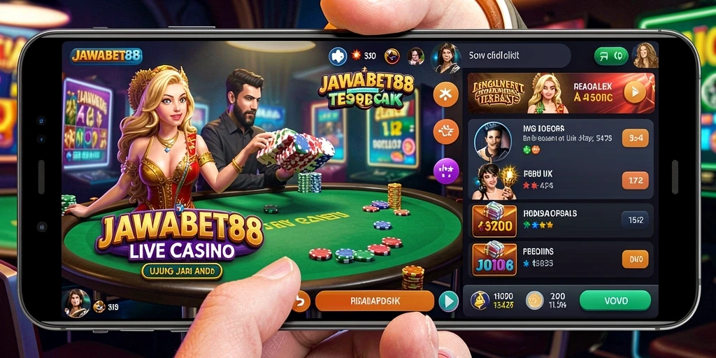 Tampilan gameplay JAWABET88 dengan dealer langsung di Live Casino.