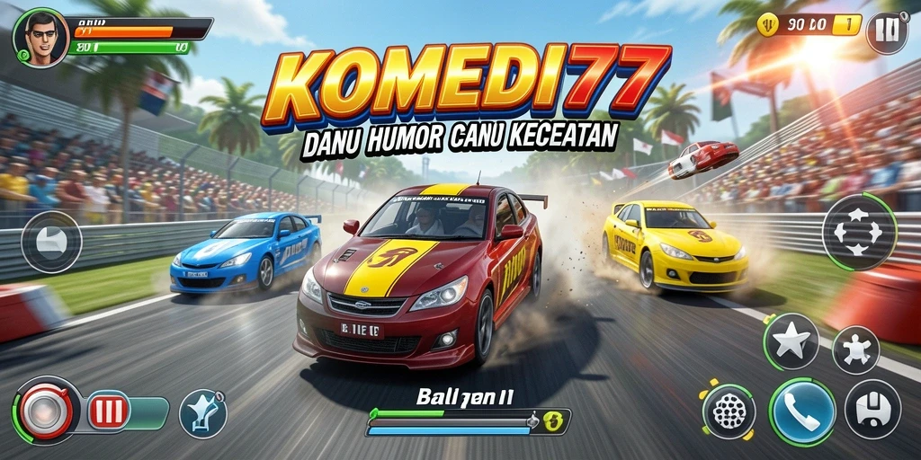 Tampilan gameplay seru di KOMEDI77 dengan aksi balapan cepat.