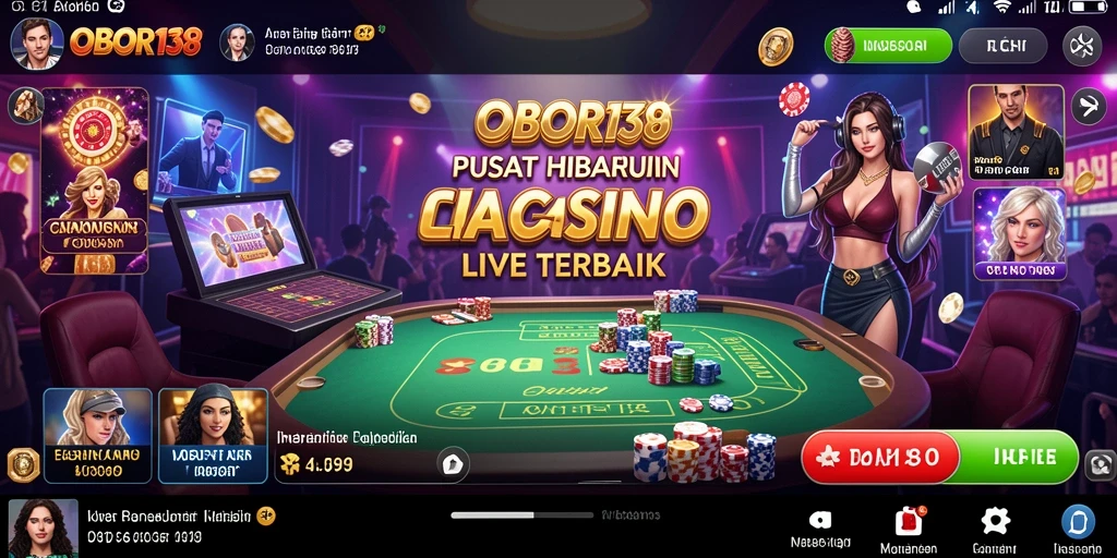 Screenshot gameplay OBOR138 menampilkan dealer yang beraksi di meja Live Casino.