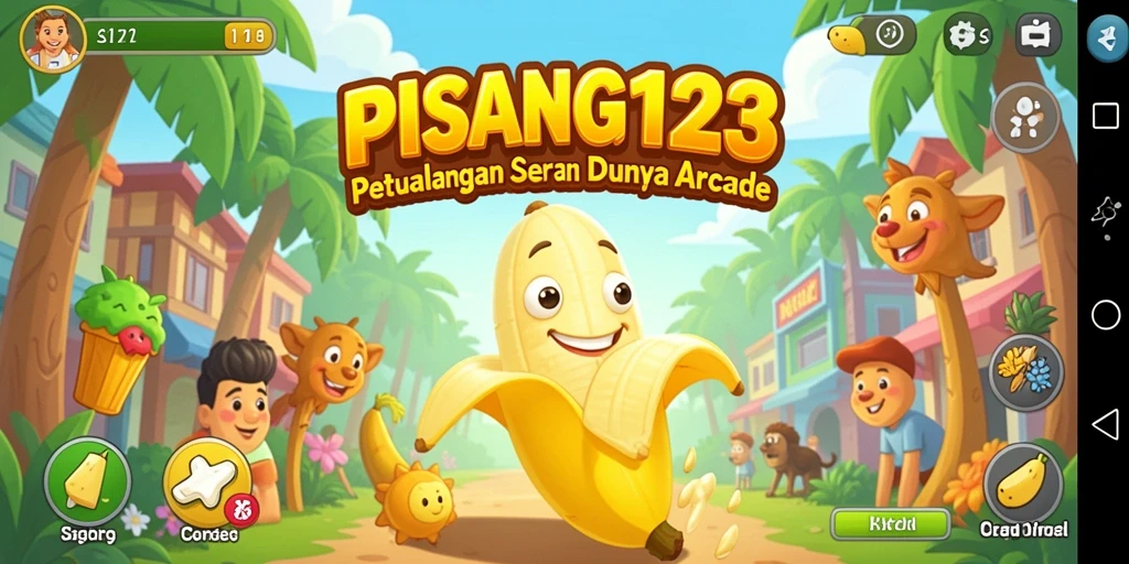 Tampilan gameplay PISANG123 yang penuh warna dan seru.