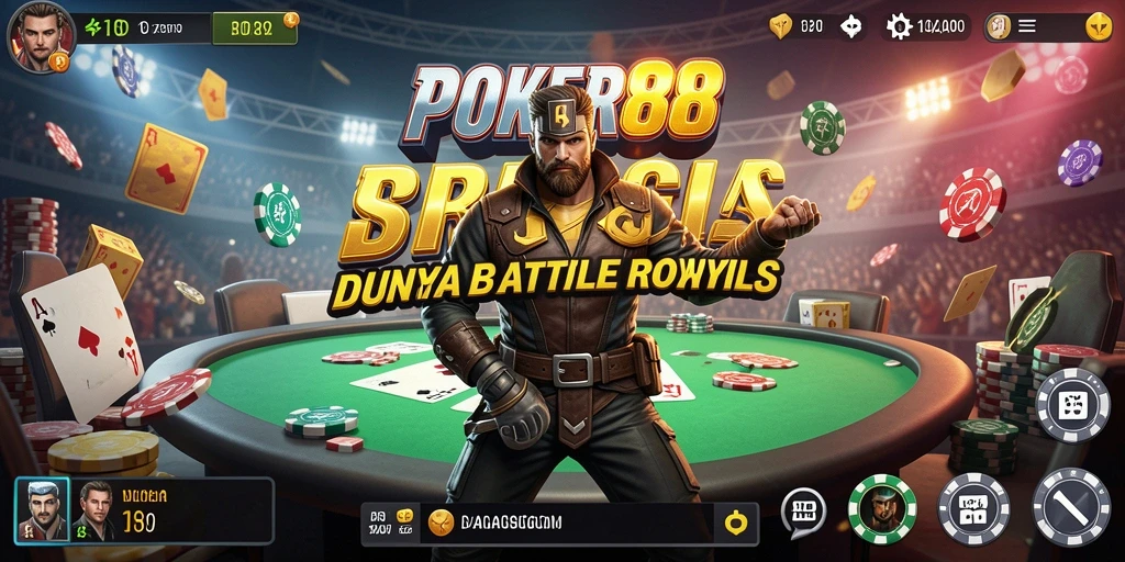 Screenshot gameplay POKER88 yang menampilkan aksi pertempuran intens.