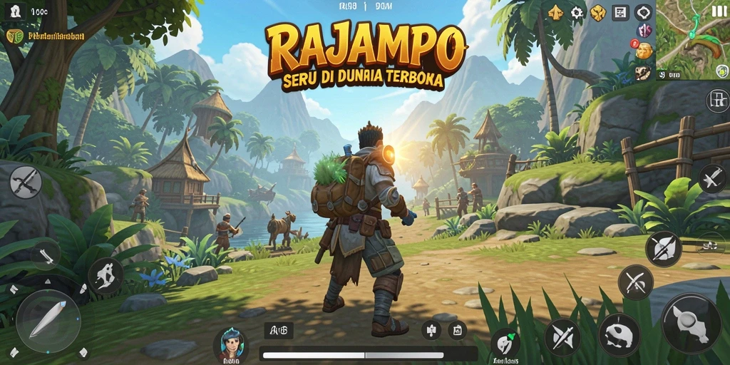 Tampilan gameplay RAJAMPO di dunia terbuka yang luas.