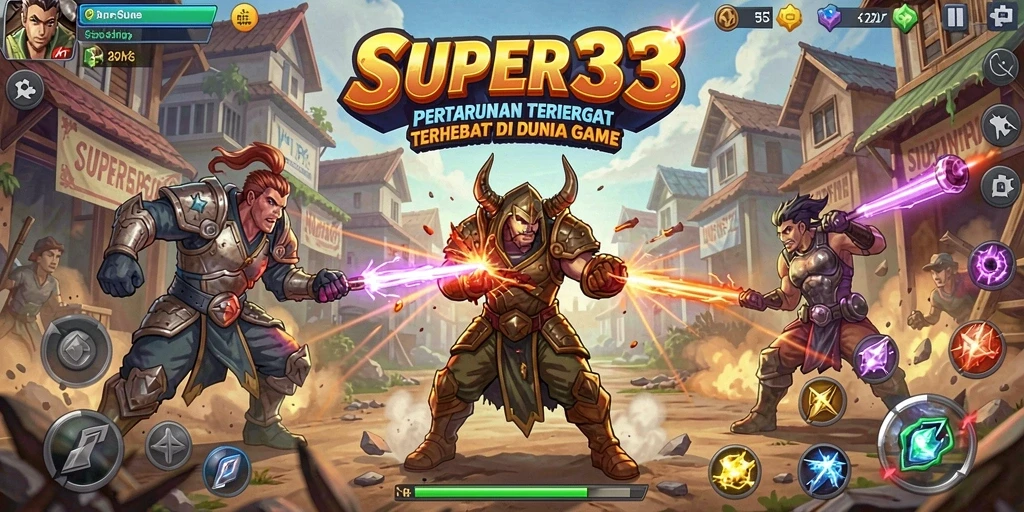 Screenshot menunjukkan aksi pertarungan seru dalam SUPER33.